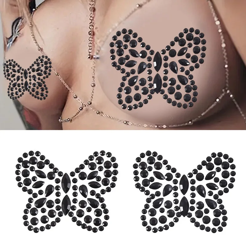 Sexy Chest Diamonds Tattoo Sticker Bikini Nipple Sticker Festival Party Breast Decals DIY Performance Makeup Body Art Decoration