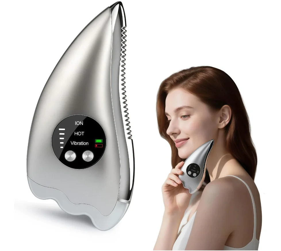 Face heating neck lymphatic dredging artifact essence introducer face household lifting firming v face beauty instrument