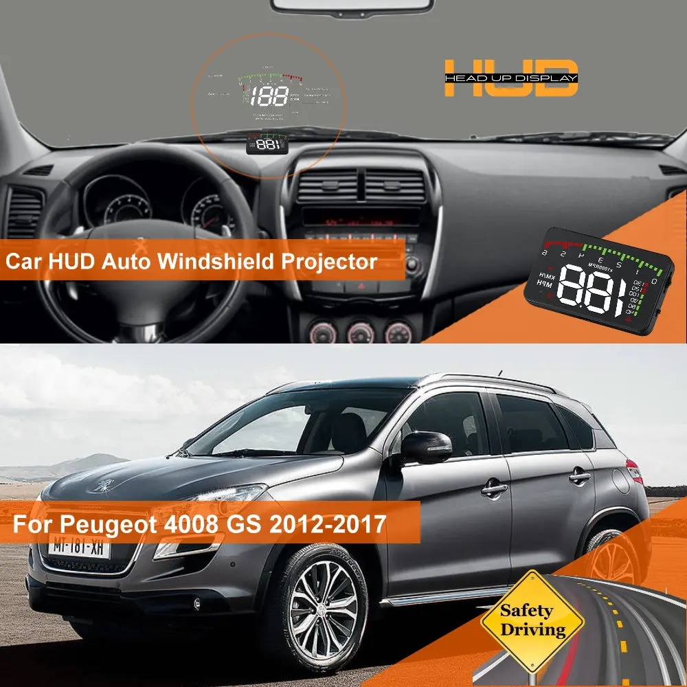 

Car HUD Head Up Display For Peugeot 4007 EP 2007-2012 4008 GS 2012-2017 Auto Windshield Projector Accessories