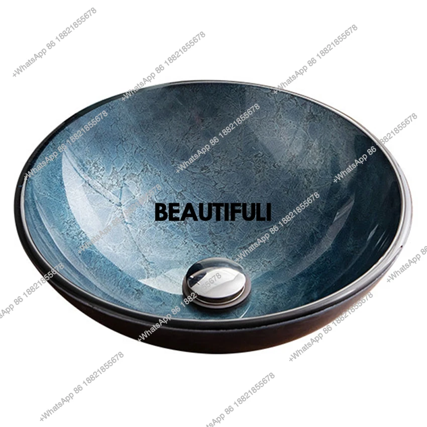 

RR Tempered glass table basin bathroom single wash basin