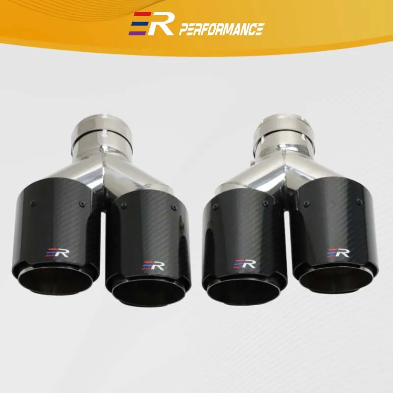 

1 Pc Universal Car Carbon Fiber Cars Accessories For Auto Modified Tail Throat Y-Shaped Double Out Glossy Exhaust Muffler Tip