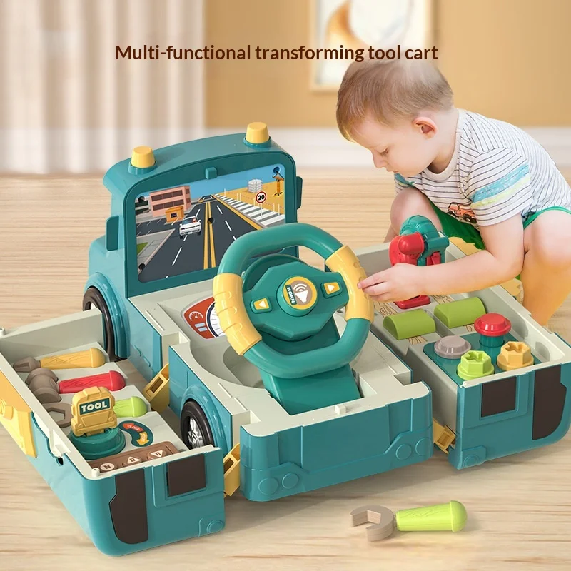 Multifunctional Deformable Tool Car Toy Simulated Driving Steering Wheel Educational Interactive Pretend Play Vehicle Toy