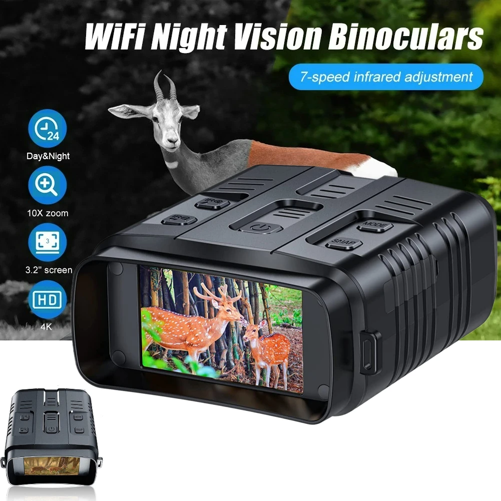 

Device 10x Digital 800m 4K Night Vision Binoculars Full Dark 8W Infrared WiFi Telescope Goggles For Hunting Camping Video Record