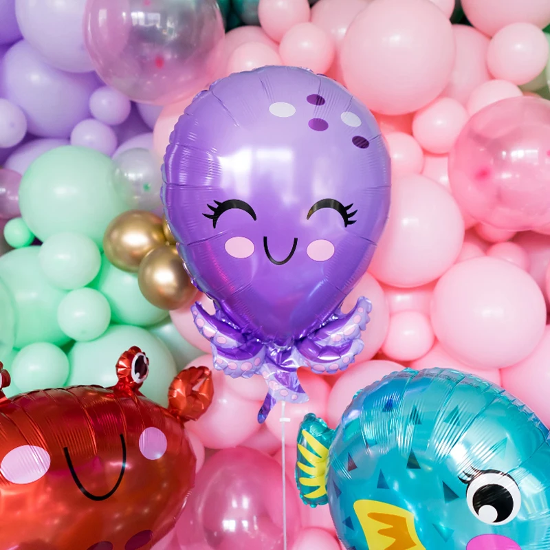 Ocean Animals Balloons Cartoon Fish Balloons Foil Balloons for Boys and Girls Birthday Ocean Themed Party Baby Shower Decoration