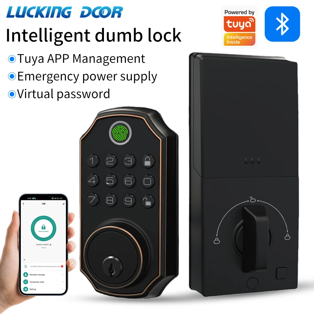 Support Tuya App Remote Control Door Lock Deadbolt Key Fingerprint Lock electronics Digital Indoor House Electronic Lock LD02/03