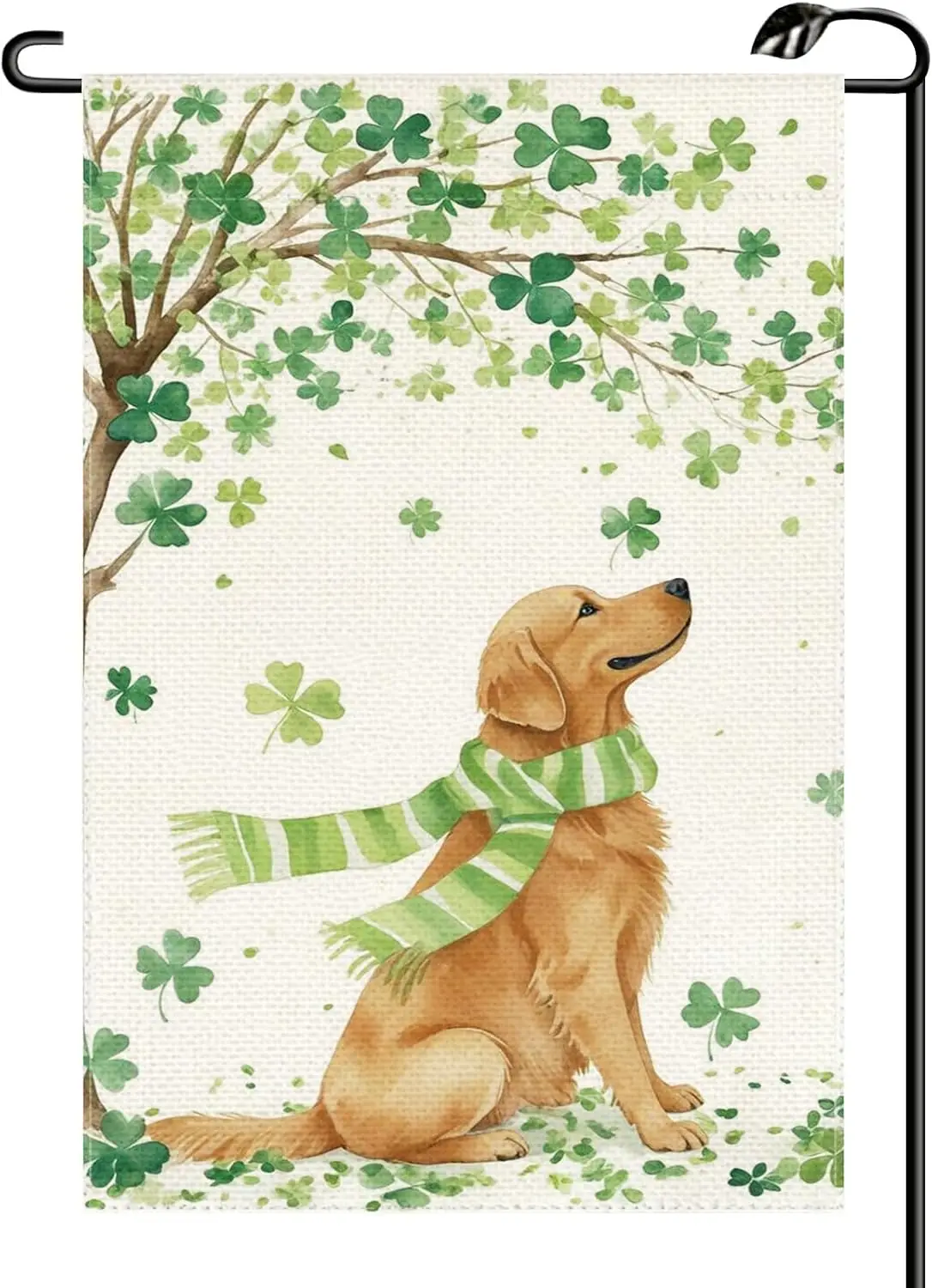St Patricks Day Shamrock Golden Retriever Dog Garden Flag 12x18 Inch Vertical Double Sided Spring Welcome Small Flags Farmho AAS