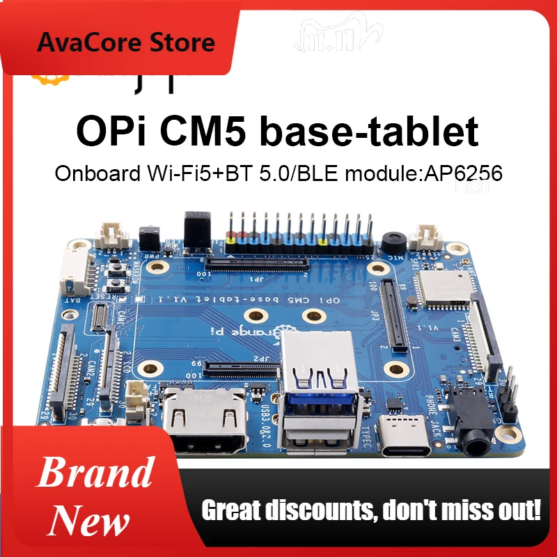 AvaCoreOrange Pi CM5 Tablet Base Board Compute Module 5 with Onboard Wi-Fi 5+BT 5.0 BLE,M.2 M-Key NVME/SATA SSD,USB2.0+3.0,HDMI