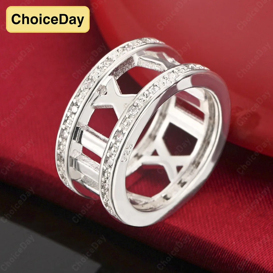 

ChoiceDay 925 Sterling Silver 5-10 Charm Letter Hollow Ring Women's Jewelry Engagement Accessories Wedding