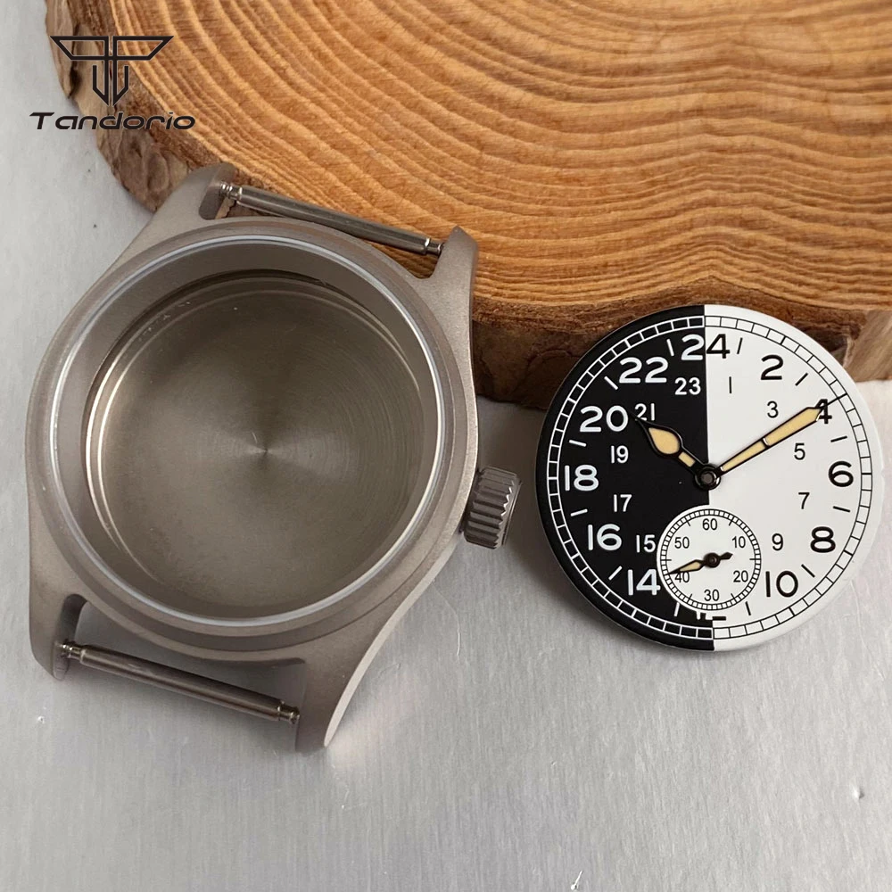 Fit For ST1701 Wristwatch Mod Parts Steel/Titanium/Bronze 36mm Pilot Watch Case 24H Two Tone Dial Set Accessories Sapphire Glass