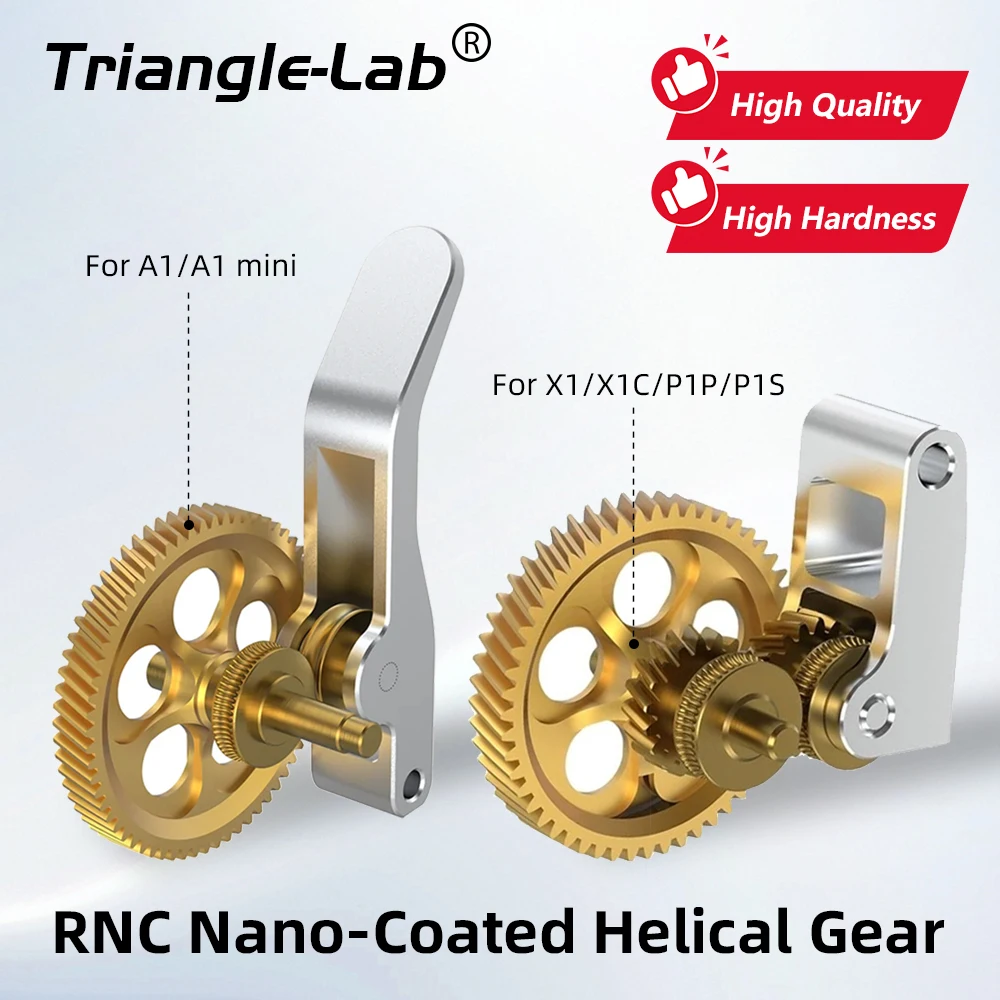 Trianglelab Extruder Gear For Bambu Lab P1P P1S X1C A1 MINI Gear RNC Nano-Coated Hardened Steel Helical Gear Kit 3D Printer