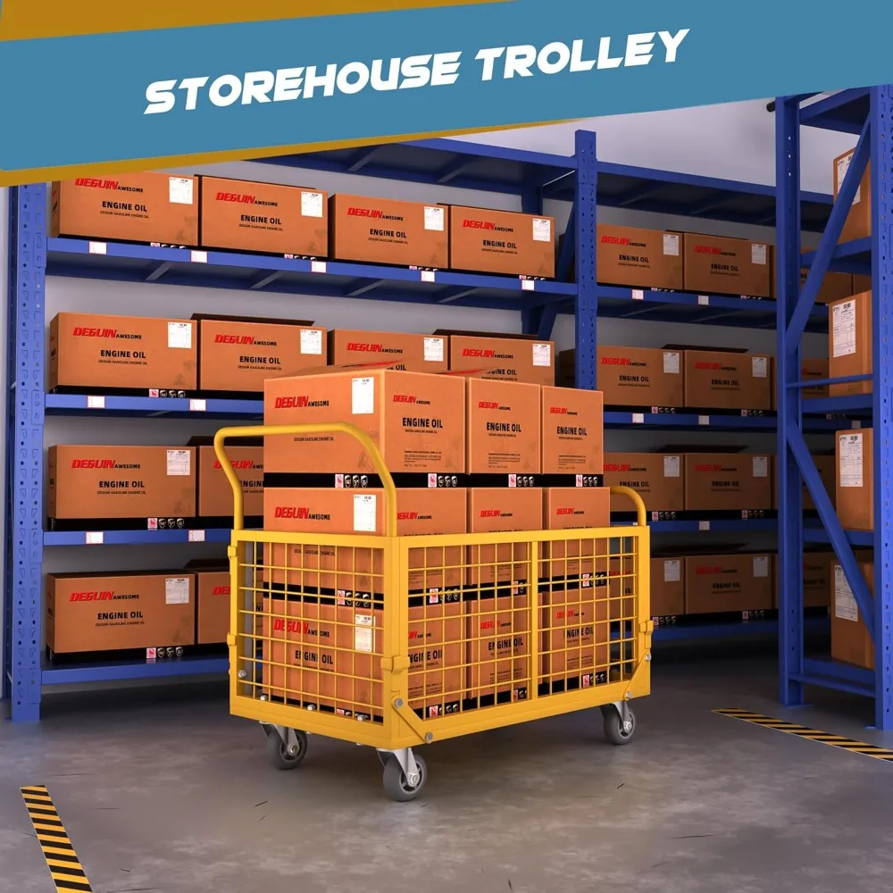 شاحنة منصة شديدة التحمل 5 في 1 مع قفص عربة يد مسطحة دوللي لتخزين كشك الغسيل والبقالة 1800 رطل #5