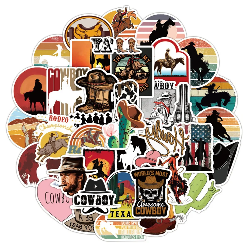 10/30/50pcs Cowboy Stickers Laptop Bicycle Guitar Skateboard Sticker Kid DIY Graffiti Waterproof Stickers Toy