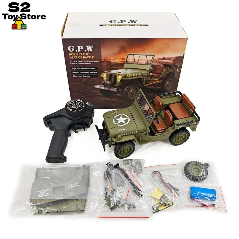 

HENG GUAN 1:14 Willys Jeep RC Crawler 4WD Electric Off-Road Military Vehicle Detailed Scale Model & Collector’s Toy