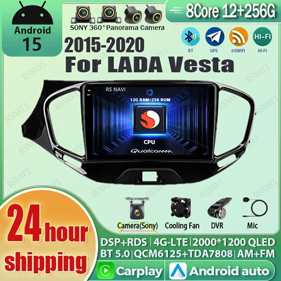 

Android 15 для LADA Vesta Cross Sport 2015-2022 2K QLED Android Автомобильный радиоприемник Мультимедийный видеоплеер GPS Стерео CarPlay Головное устройство