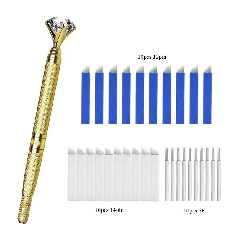 Manual Tattoo Pen Microblading Tattoos Needles Permanent Makeup Manual Microblading Blade Professional Eyebrow Tattoo Set