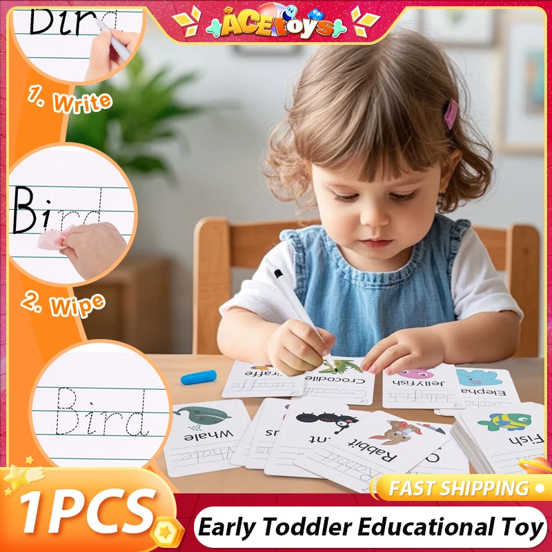 

Animals English Words Waterproof Practice Words Early Educational Safe Sturdy Reuse Children Toys Studying Flashcards