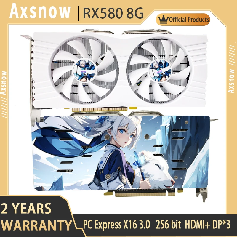 Axsnow  AMD RX580 8GB Graphics Card Gaming GDDR5 256Bit PCI Express 3.0 ×16 Radeon 8 Pins GPU Computer Video Card placa de video