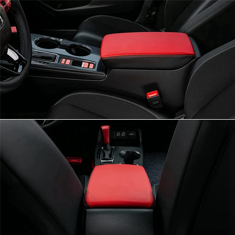 Black Microfiber Leather Interior Center Control Armrest Box Cover Trim for Honda Civic 11Th Gen Sedan 2022