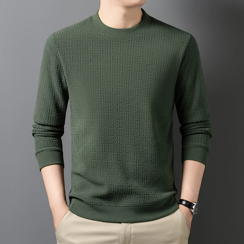 Herren-Pullover mit Rundhalsausschnitt, aus dickem Strick, mit Fleece-Futter, Jacquardmuster, lange Ärmel, weicher, warmer Stoff, für den Innen- und Außenbereich, Winter, Freizeitkleidung. – Detail 18