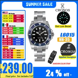 Cronos Sub Diver Men Luxury Business Watches NH35 Automatic Mechanical Watch Sapphire 200m Waterproof Adjustable Clasp L6015