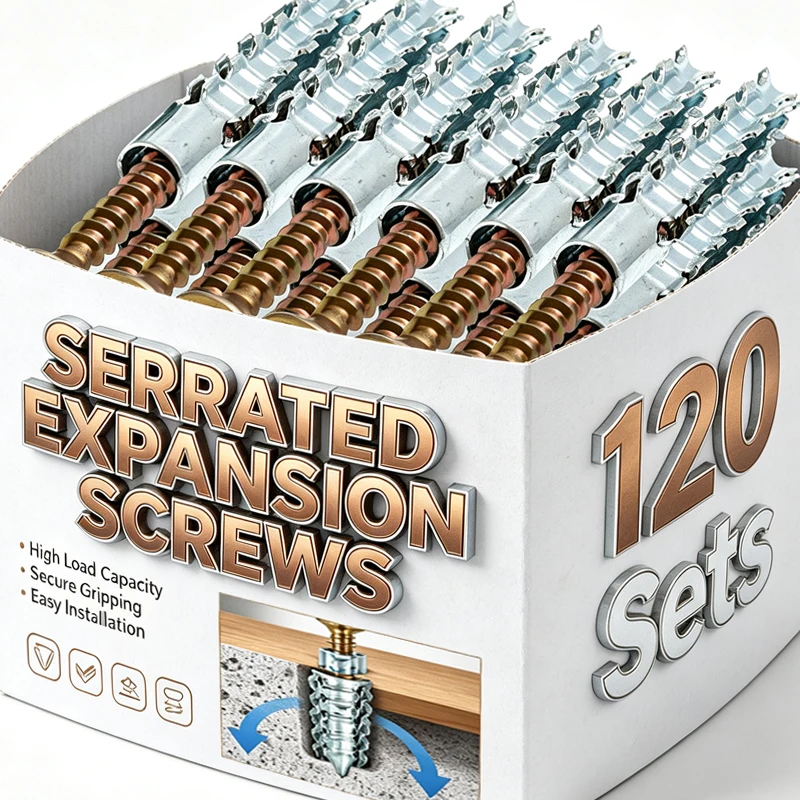 Serrated Expansion Screws Drilling Plug Bolt Kit Metal Self Tapping Screw Tube Set for Concrete Wall Anchors Fasteners Wholesale