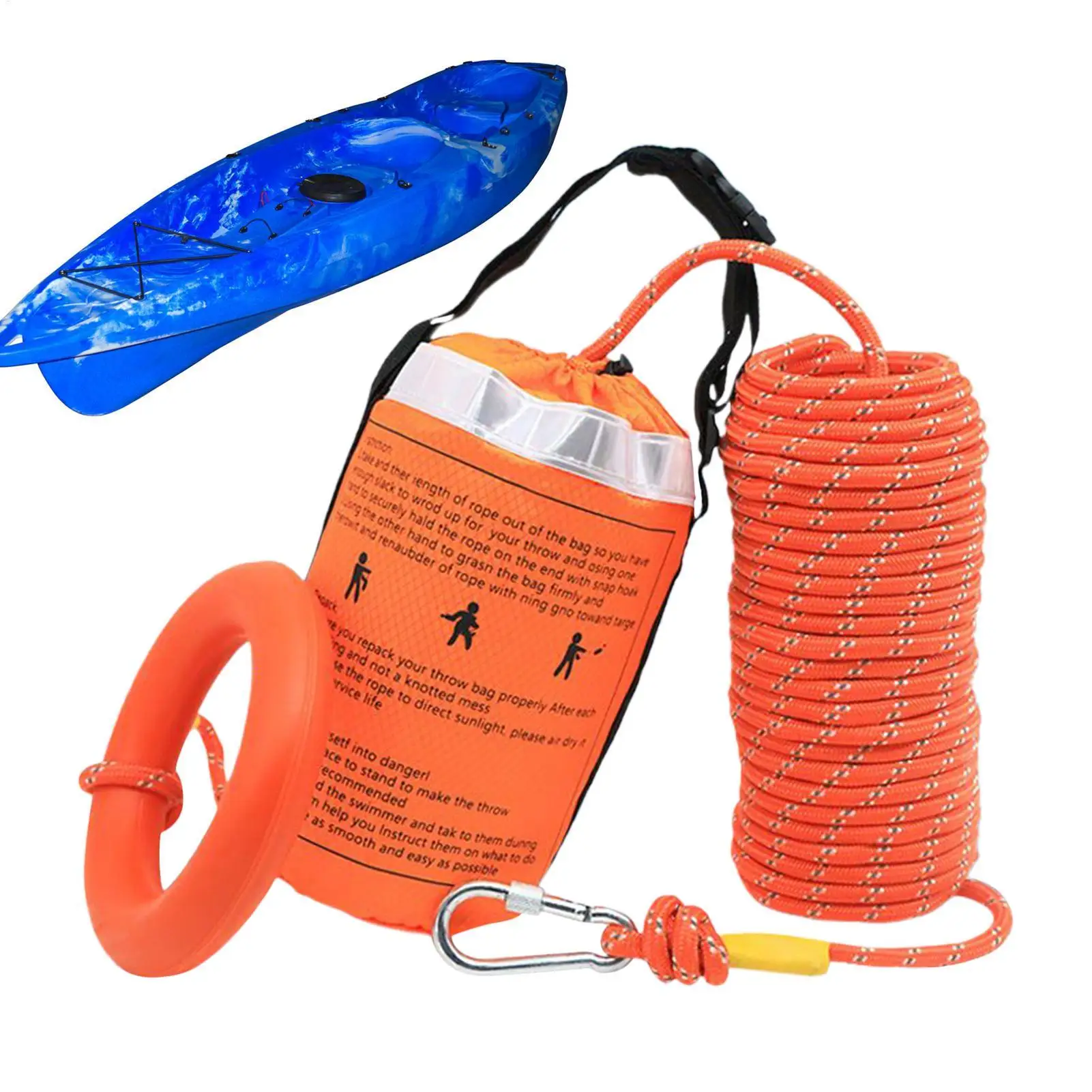 Water Rescue Floating Throwing Rope Heavy-Duty Reflective Throw Rope Throwable Flotation Device Safety Equipment