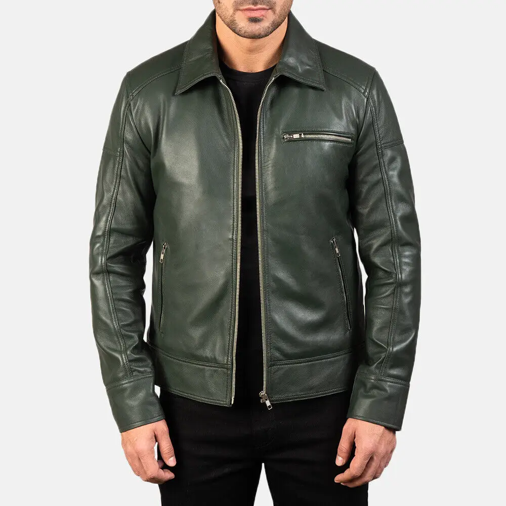 Blouson de moto en cuir véritable pour homme, Vintage, nouveau