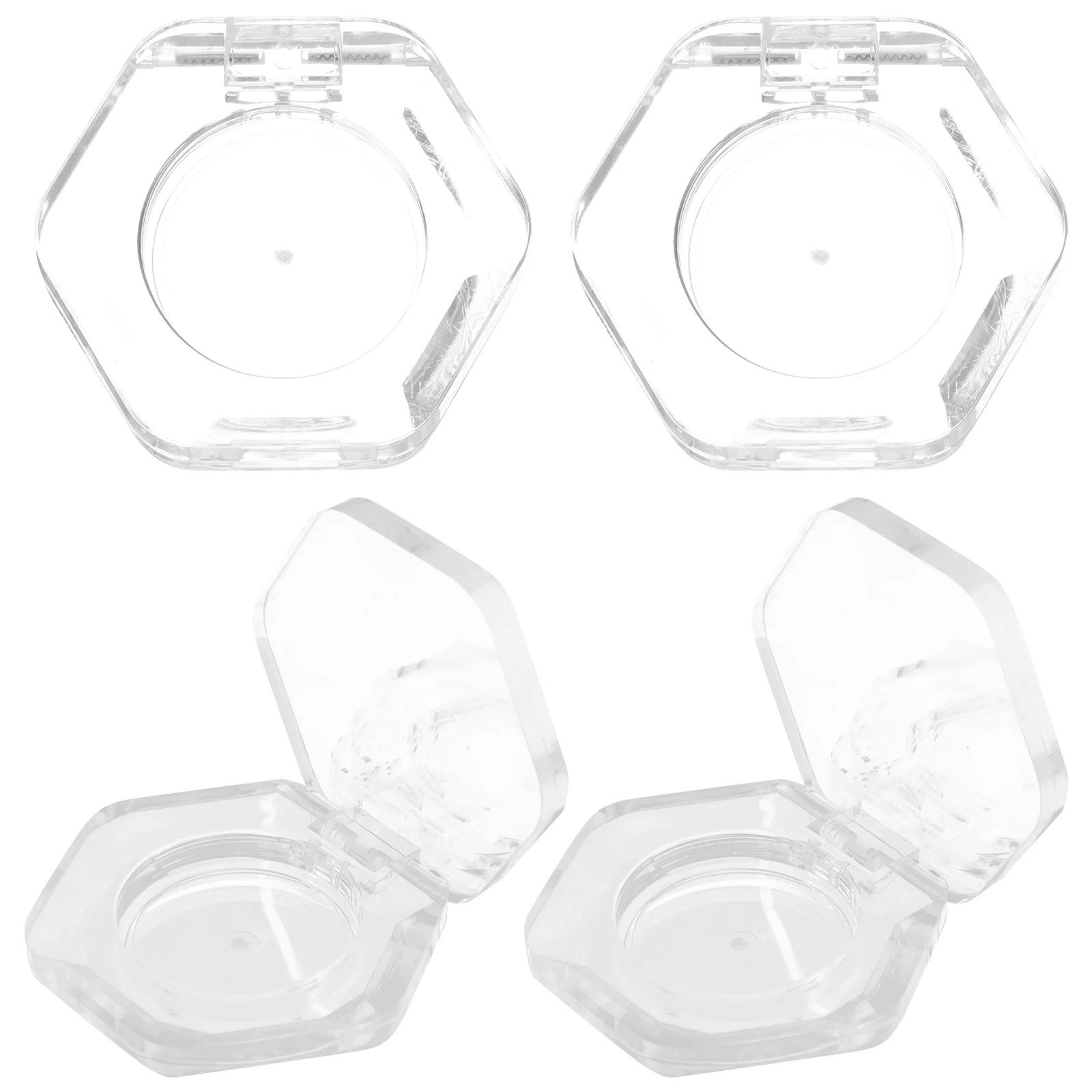 

4 Pcs 26 3mm Hexagon Transparent Single Color Eyeshadow Empty Boxes Lightweight Travel Size DIY Makeup Container Reusable Empty