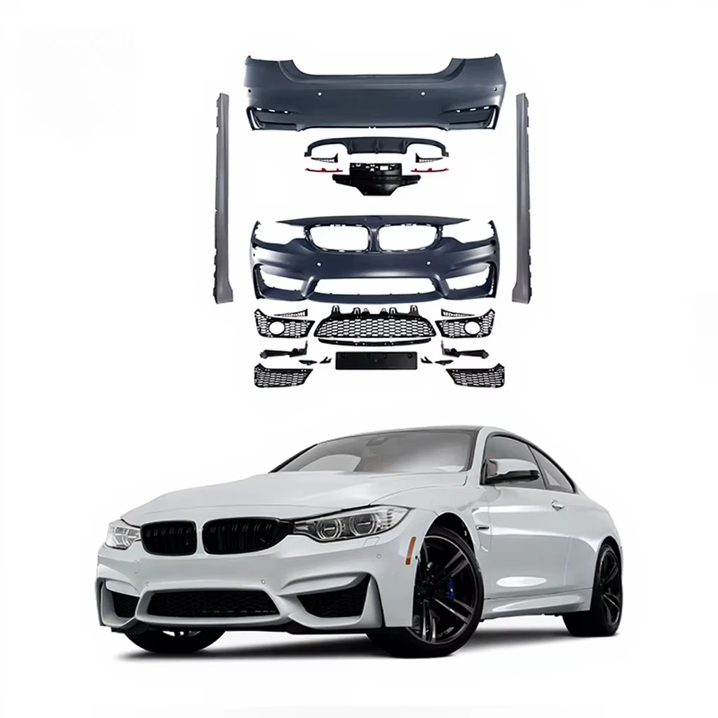 M4 Style PP Material UV Protected Black Full Set Body Kit for 4 Series F32/F33/F36 Front/Rear Bumpers Side Skirts 100%
