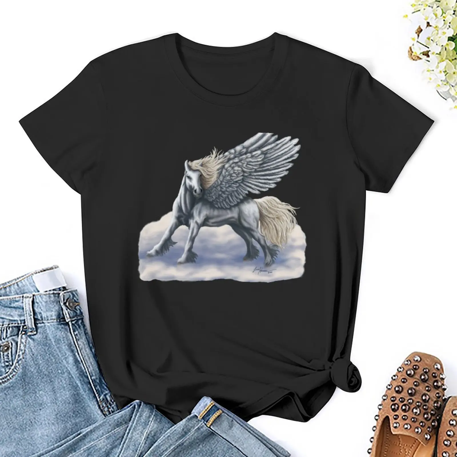 The Divine Pegasus T-Shirt summer top funny tees oversized black t-shirts for Women