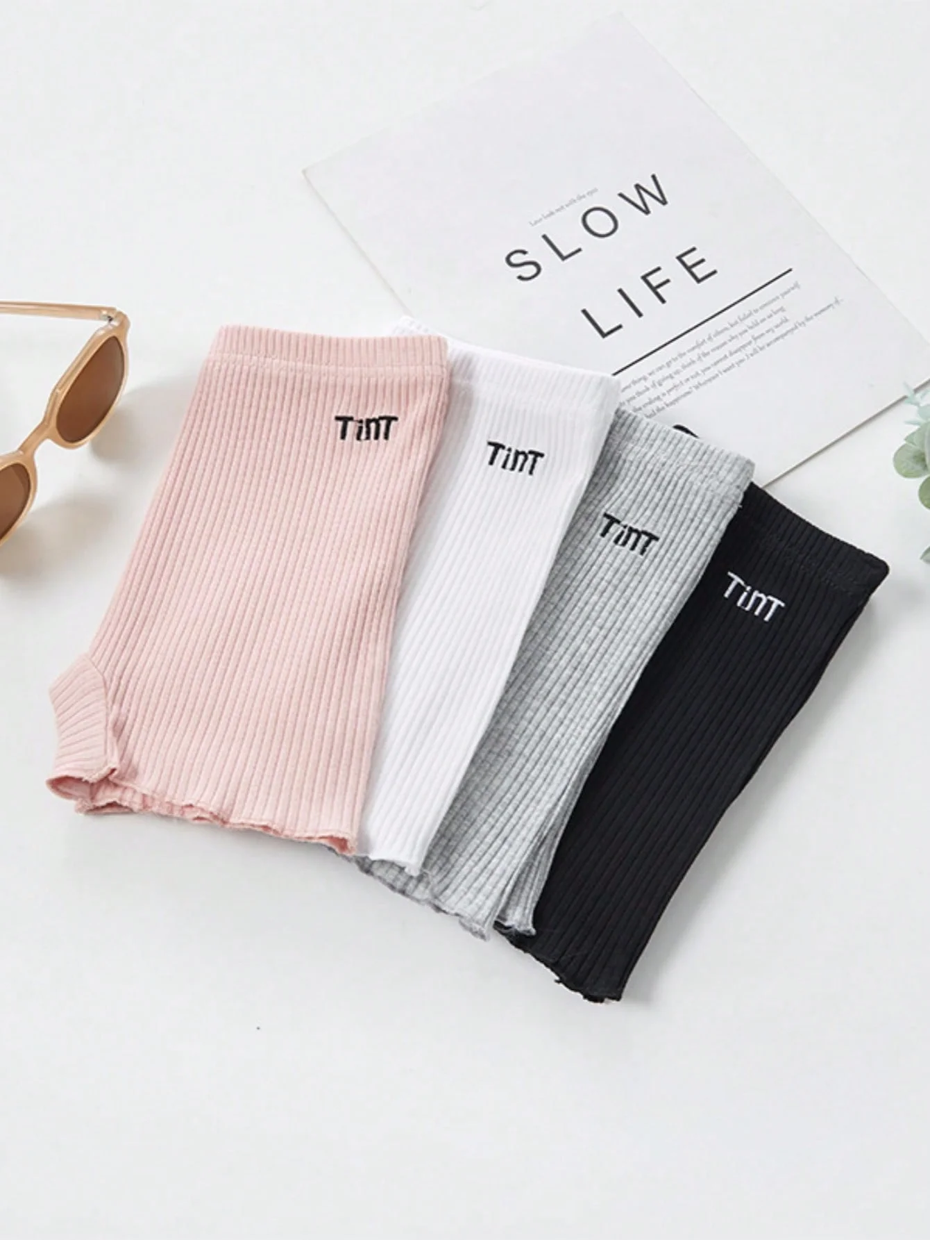 4-Pack of Girls' Safety Shorts with Anti-Exposure Design, Ruffled Edges, Double-Layered with Added Crotch, Three-Quarter Length Underwear Leggings