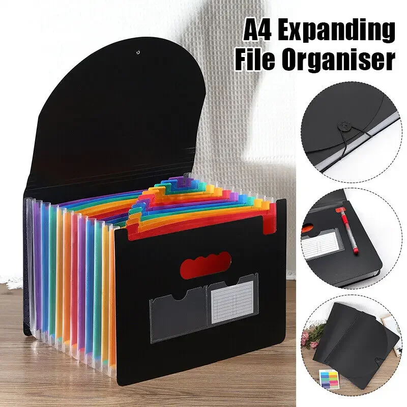 a4-expanding-file-organiser-expanding-file-folder-large-capacity-office-paper-storage-document-folder-13-24-pocket-new