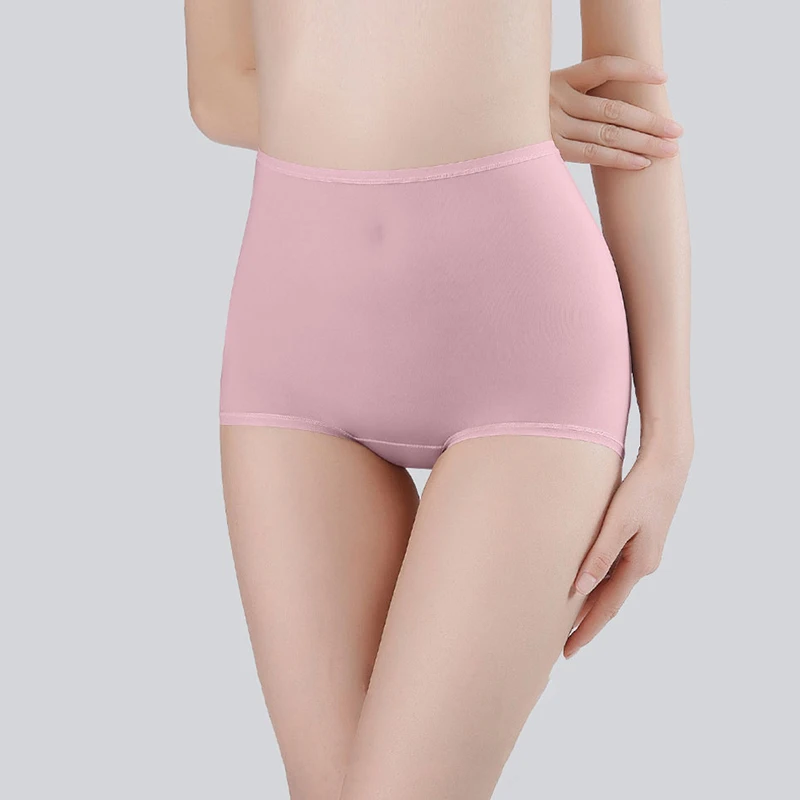 Summer High Waist Women\'s Solid Underwear Ice Silk Seamless Panties Breathable Undies Lingerie Female Sexy Underpants Knickers