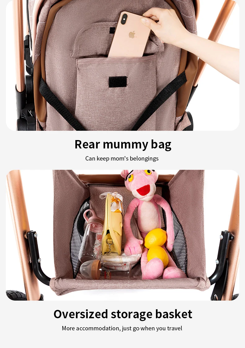 عربة أطفال 3 في 1 ممتصة للصدمات مع سرير حمل، عربة أطفال خفيفة الوزن، يمكن استخدامها للجلوس أو الاستلقاء، توصيل مجاني