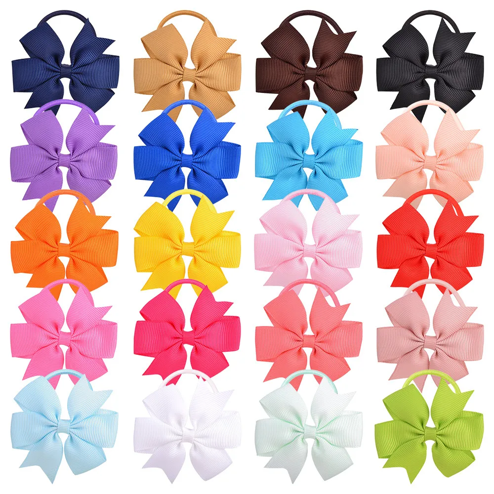 

20pcs/Set Cute Handmade Hair Bows with Rubber Bands for Baby Girls Ponytail Holders Kids Hair Accessories