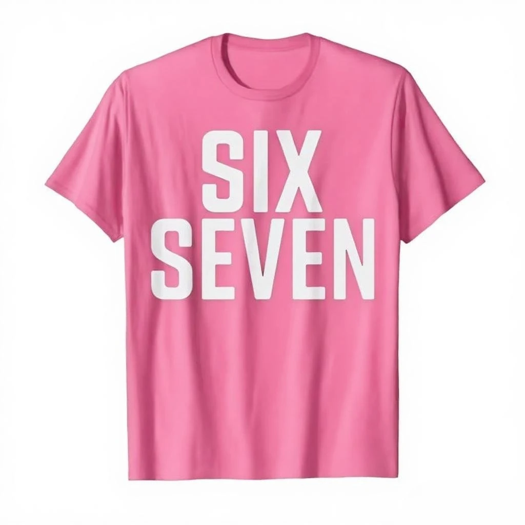 تي شيرت Fun Six Seven 6 7 Meme Design 6 7 للرجال والنساء 100% قطن تي شيرت بأكمام قصيرة