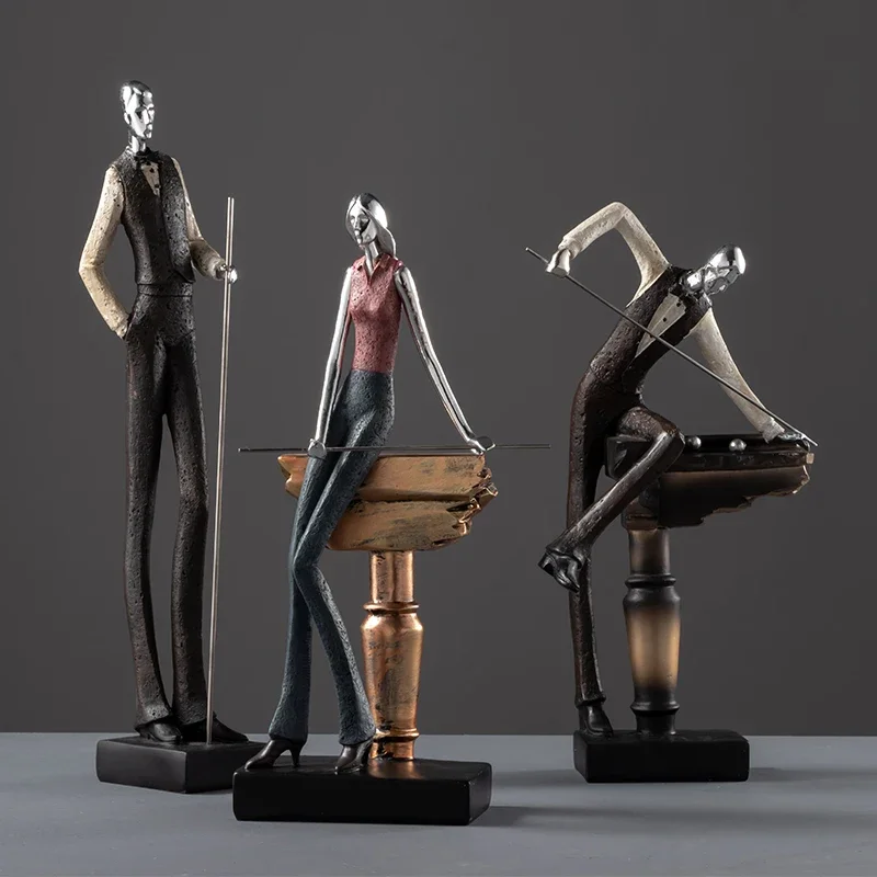 Modern Snooker Billiards Sports Figures Ornaments Nordic Style Resin Statue Home Decoration Accessories Bar and Office