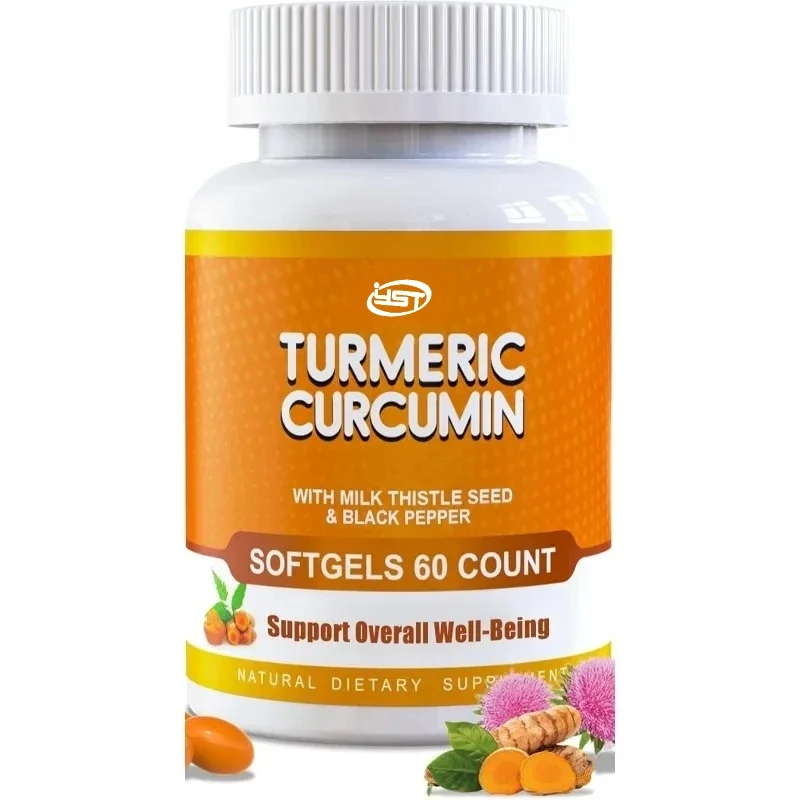 5-in-1 Turmeric Soft Capsules Containing Milk Thistle Seed Extract and Black Pepper , Ginger Root - Immune, Liver Support