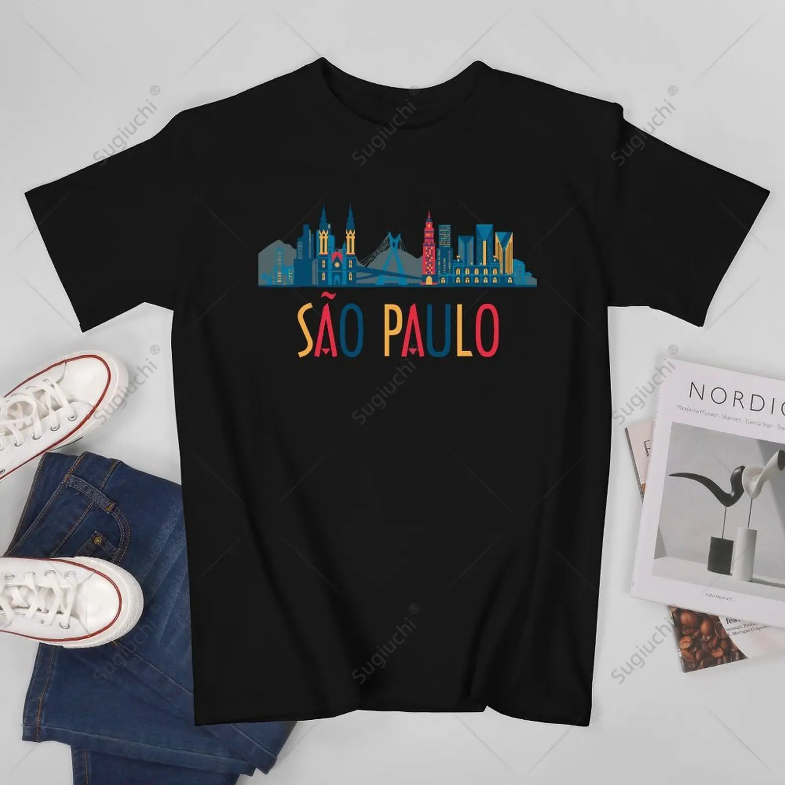 Unisex Men Sao Paulo Brazil Skyline Brazilian Souvenir Tshirt Tees T Shirts Women Boys 100% Cotton T-Shirt