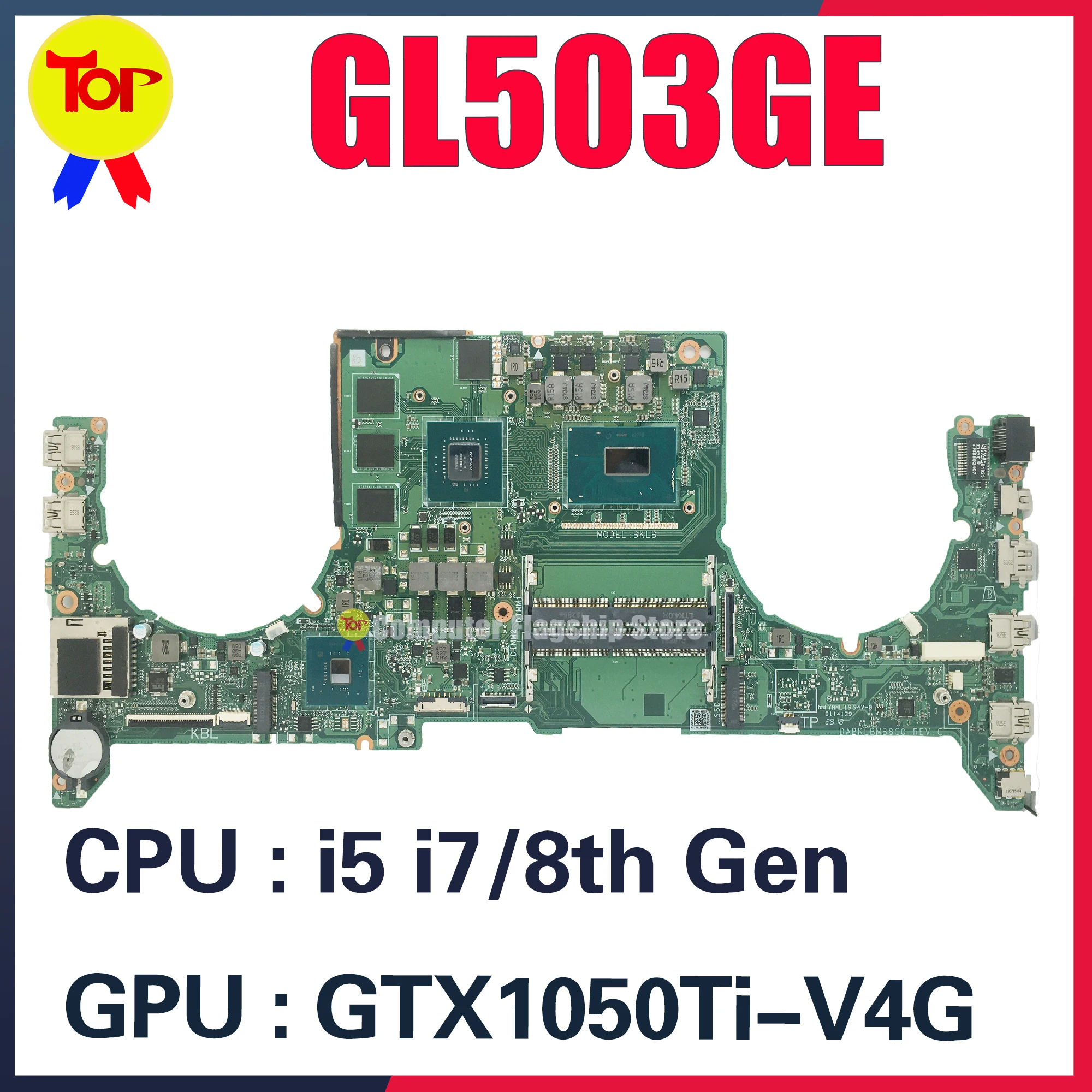 

KEFU GL503GE Laptop Motherboard For ASUS ROG STRIX GL503G i5-8300H i7-8750H GTX1050TI-4G Mainboard 100% Working Test