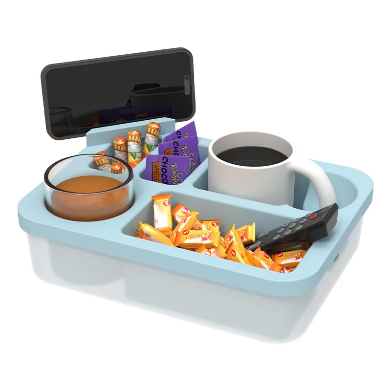 食品グレードシリコン製ソファ収納ボックス-携帯用汚れ防止スナックカップホルダー-シリコン製ファミリー向けユニバーサルソファカップホルダートレイ