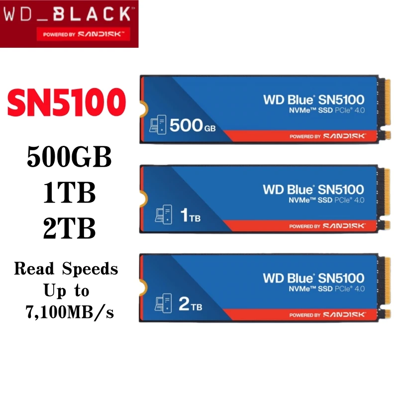 WD Blue SN5100 500GB 1TB 2TB NVMe SSD - M.2 2280, PCIe Gen 4.0
