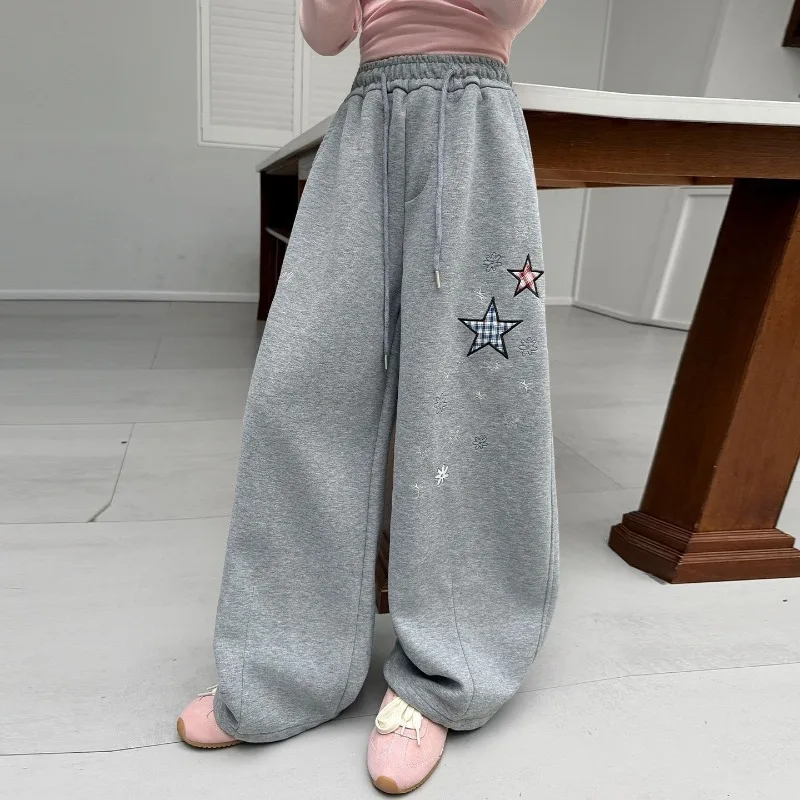 Kinder Mädchen Herbst Jogginghose UNITIM Teenager Mädchen Sternenmuster Lässige Sporthose Locker Sitzend mit Elastischem Bund 4-14 Jahre Junior Mädchen Hosen – Detail 7