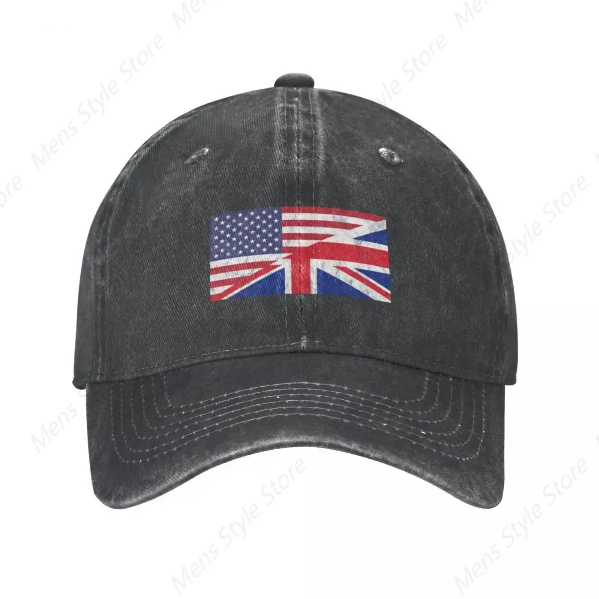 USA and UK Flag Mixed United Allies Friends Cowboy Hat Rave Vintage Golf Caps For Men Women's