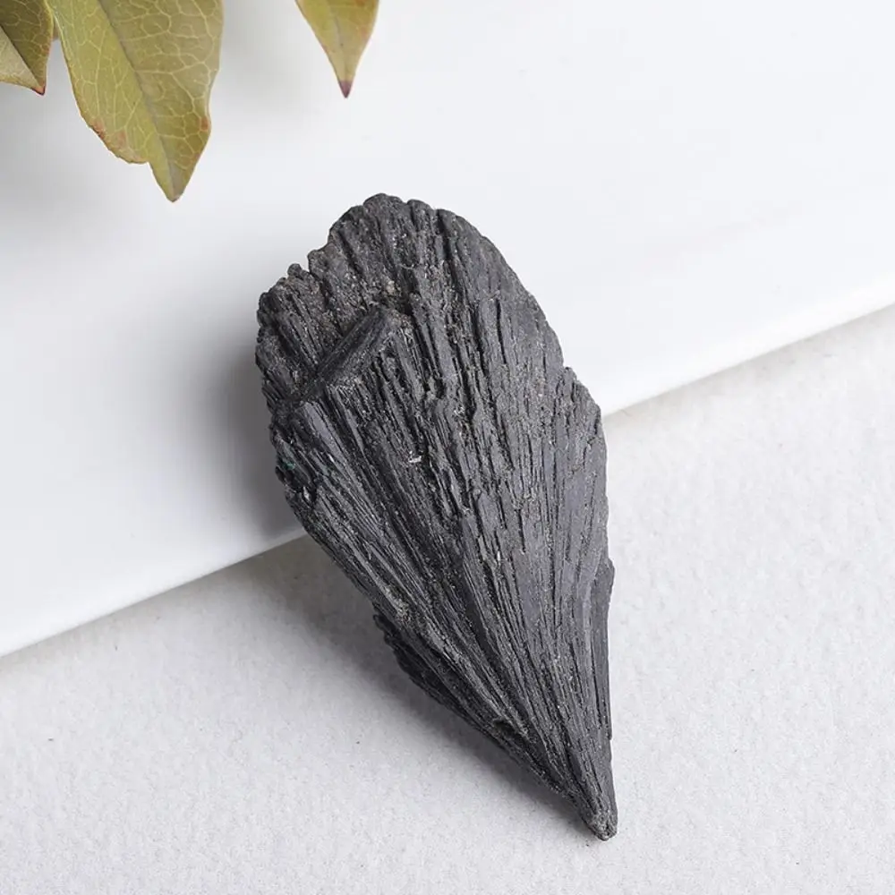 Natural Crafts Fan-shaped Black Tourmaline Funny Black Tourmaline Raw Stone Ornament Collection Natural Rough Stone