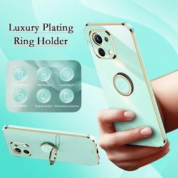 For Xiaomi Mi 11 Lite Case Plating Ring Holder Phone Case for Xiomi Mi11 Xiaomi11 Lite Ne 5g Mi 11Lite Light Silicone Back Cover