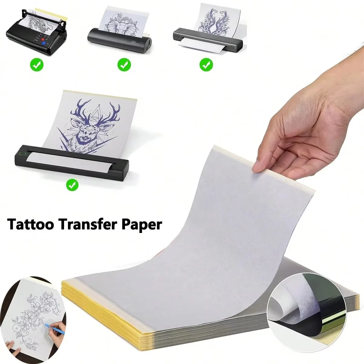 Bulk Pack A4 Tattoo Transfer Paper 100/50/30/10/5Pcs Carbon Thermal Stencil Copy Paper for Tattoo Machines
