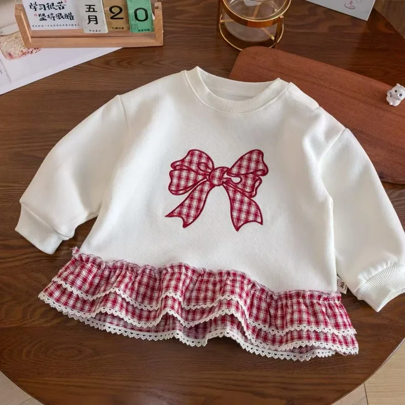 

Толстовка для маленьких девочек, детские толстовки с бантом, модный пуловер для малышей, весна-осень 2022, детская одежда в корейском стиле