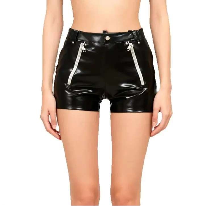 

Latex Hose Rubber Gummi Catsuit, Masquerade Sports Shorts, Club Fashion Cosplay, White Zippers on both sides, 0.4mm