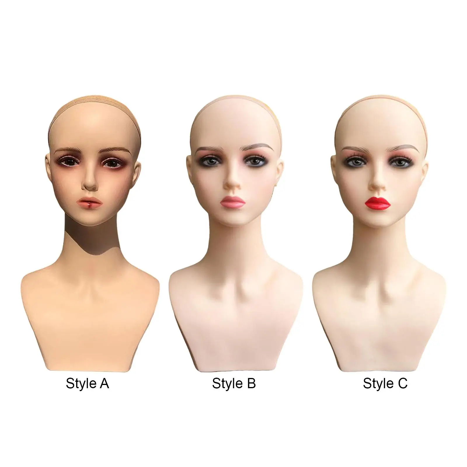 

Female Mannequin Head Freestanding Portable Manikin for Hats Glasses Jewelry